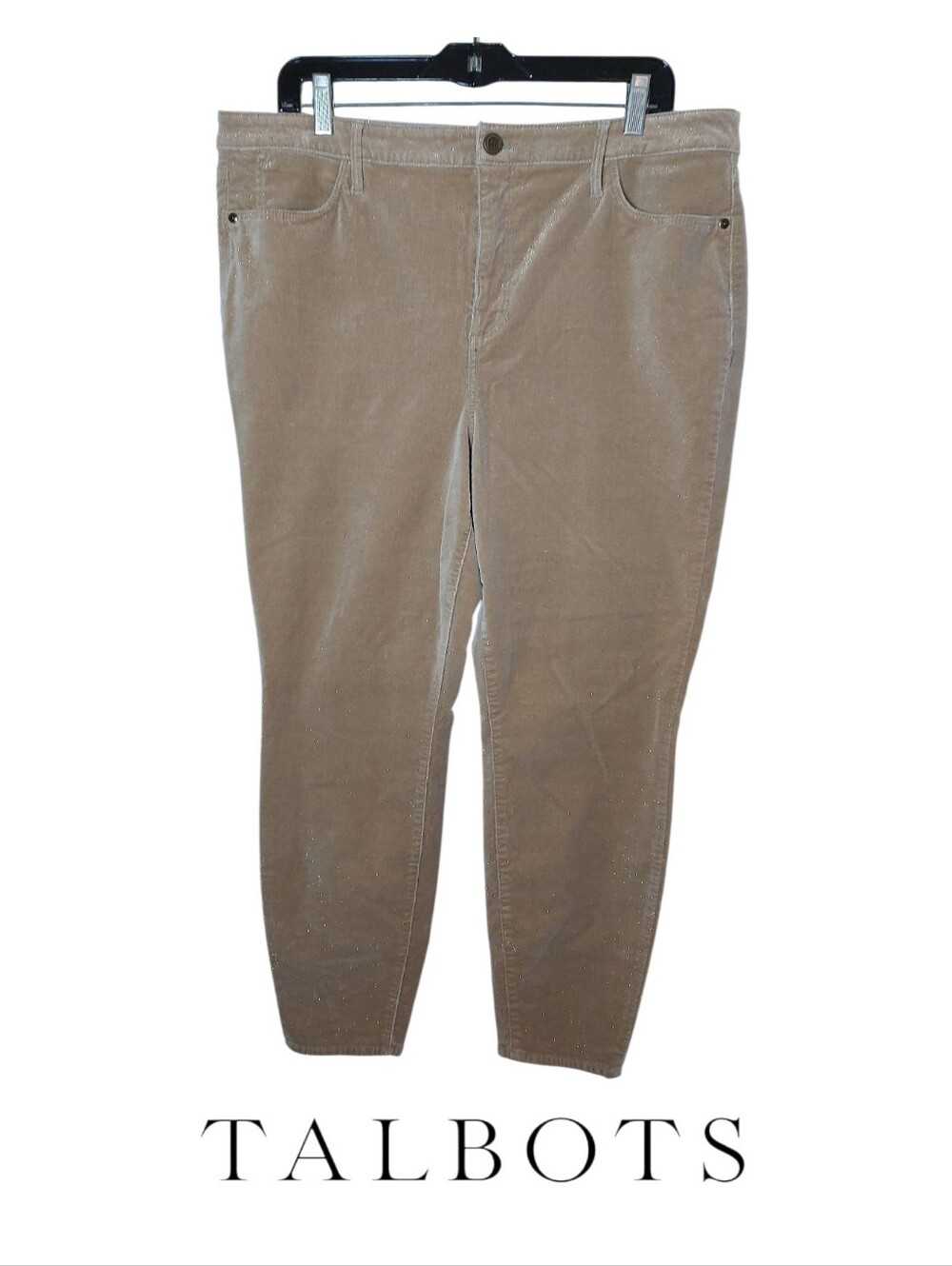 Talbots Tan Corduroy Pants With Gold Sparkle Shine Detail